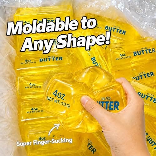 2Pcs Butter Squishy Toys, Moldable Coconut Oil Butter Squishy Fidget Toys | Slow Rising Squishy Toys, Yellow and Pink Butter Squishies, Help Stress Toys, Odor-Free, Soft, Quiet and Fun to Squeeze, Gift thumbnail 2