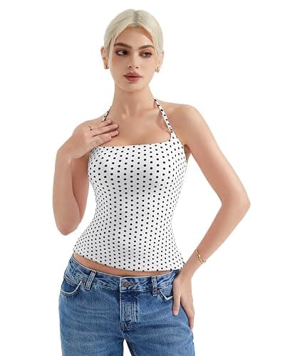 SUUKSESS Women Halter Double Lined Tank Top Backless Going Out Camisole Crop Top thumbnail 6