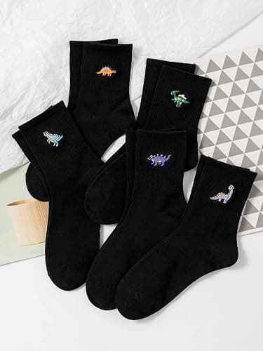 SHENHE Women's 5 Pairs Graphic Letter Print Running Mid Calf Crew Socks | Cute, Casual, Summer, Fall thumbnail 4