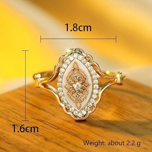 JASXEYO Simple Wave Lace Ring Women's Personalized Vintage Court Style Ring, Gold Rings for Women，Promise Rings for Her thumbnail 3