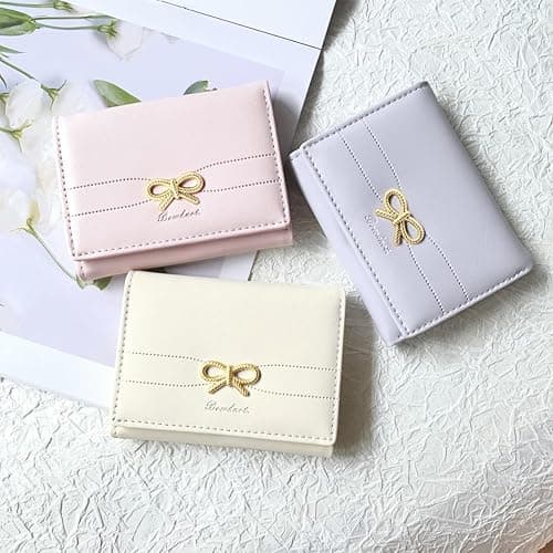 Sunwel Fashion Wallets Girls Cute Coquette Bow Small Wallet Aesthetic Card Holder ID Window Purse for Women (PINK) - PINK thumbnail 6