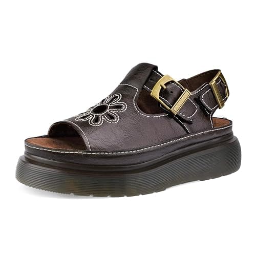 KIFIWUI Platform Sandals for Women Chunky Ankle Buckle Casual Open Toe Comfortable Flower Decoration Fisherman Sandals thumbnail 5