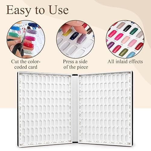 216 Colors Nail Display Chart, UV Gel Polish Card Book with 240PCS False Nail Tips, Nail Art Salon Nail Design Display Booklet, Nail Swatch Book Nail Practice Card Board for Nail Salons thumbnail 6
