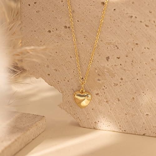 zvcofun Heart Necklace - Dainty 14K Gold Necklaces for Women Trendy Small Heart Pendant Simple Choker Neckace Gold Jewelry for Women Gifts thumbnail 6