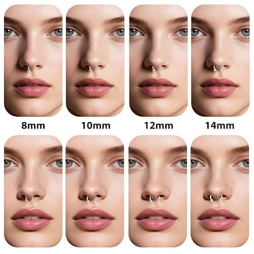 D.Bella 16G 14G Horseshoe Rings Surgical Steel Nose Septum Horseshoe Hoop Earring Eyebrow Tragus Lip Rings Daith Helix Piercing Jewelry for Women Men 6-12mm Smily Piercing Jewelry thumbnail 4