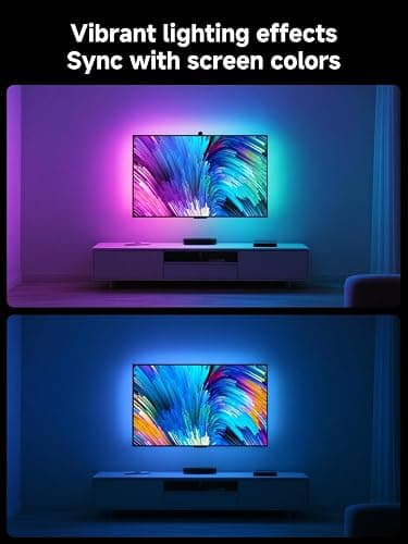 GIPOYENT TV LED Backlight with Camera, 10.5FT RGBIC Screen Sync Lights for 32–50 Inch TVs & PC Monitors, Music Sync LED Strip Lights with App for Gaming, Movies, Bedroom thumbnail 5