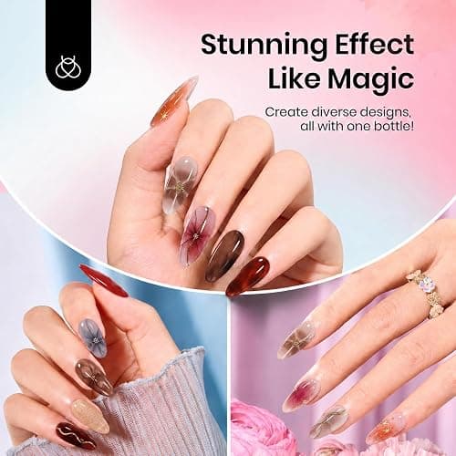 Beetles Blooming Gel Clear Nail Art Gel Polish UV LED 1Pcs 10ML | Create blooming marble natural stone watercolor and floral print nail art UV LED soak off DIY manicure gift thumbnail 2