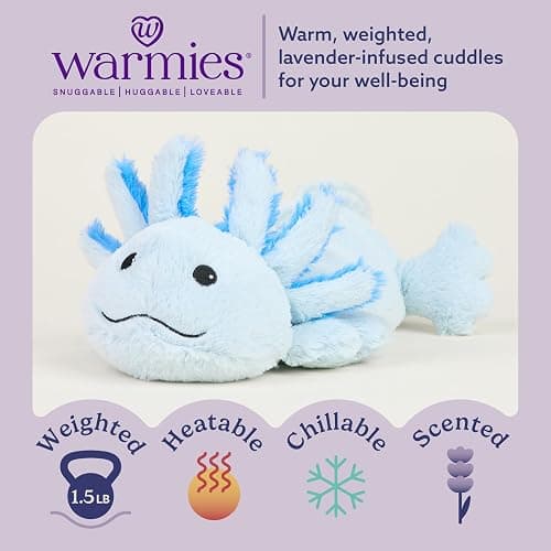 warmies Microwavable & Weighted Stuffed Animals, Blue Axolotl - Heated Stuffed Animal Plushie for Warmth & Comfort - Cute Soft Plush Toys for Adults & Children (Boys, Girls, Babies & Toddlers) thumbnail 2