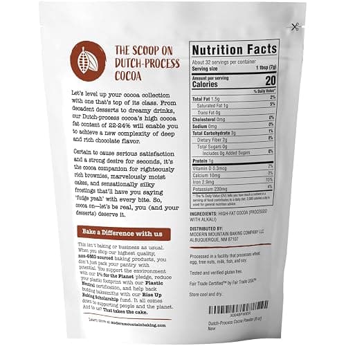 Cocoa Powder (8 oz) Dutch Processed Cocoa Powder, Unsweetened, Extra Rich Cocoa Flavor, 22-24% Fat, Premium Culinary Grade, Non-GMO Sourced, Fair Trade Certified, Perfect Cocoa for Baking and Cooking thumbnail 2