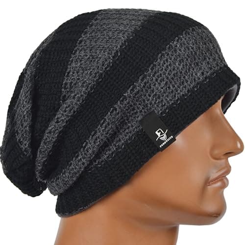 FORBUSITE Mens Slouchy Long Beanie Knit Cap for Summer Winter, Oversize thumbnail 3