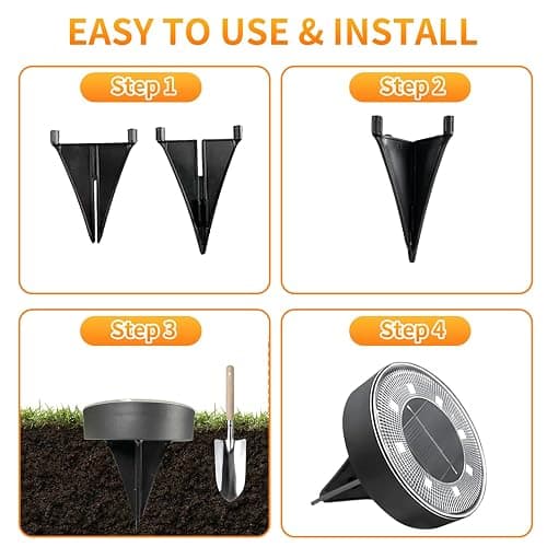 FocuSolar Ground Lights 8 Pack, IP68 Waterproof Solar Disc Lights for Outdoor, Flat Garden Light, In-Ground Light, Landscape Lighting for Pathway, Walkway, and Yard-8 Pcs (Blue) thumbnail 3