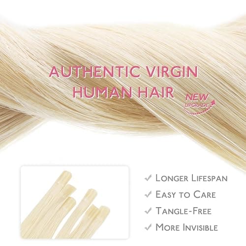 WENNALIFE U Tip Hair Extensions Human Hair, 50g 50s 14 Inch Platinum Blonde Remy Hair K Tip Hair Extension Real Human Hair Invisible Straight Keratin Hair Extensions thumbnail 4