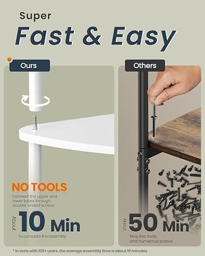 SONGMICS HOME Superfast Toolless Assembly, TV Stand for TVs up to 50 Inches, TV Cabinet Unit, Media Center Table, Living Room, 43 x 14 x 18 Inches, Shelves, Snow White and Matte White ULTV500W01 thumbnail 4