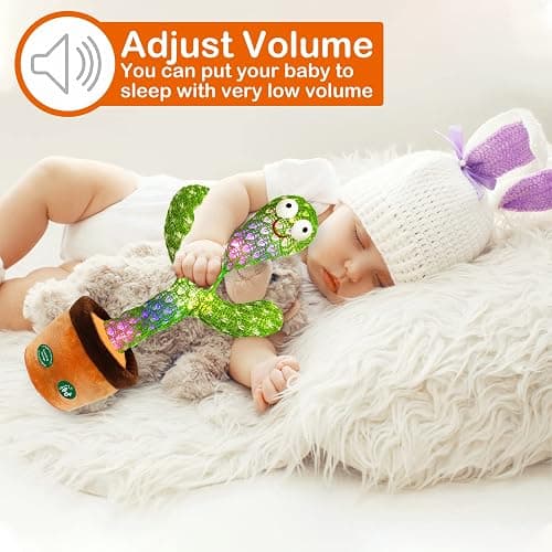 Pbooo [Update Volume Adjustable Dancing Cactus Mimicking Toy, Talking Repeat Singing Cactus Toy 120 Pcs Songs for Baby 16s Record Your Sound with Led Light thumbnail 7