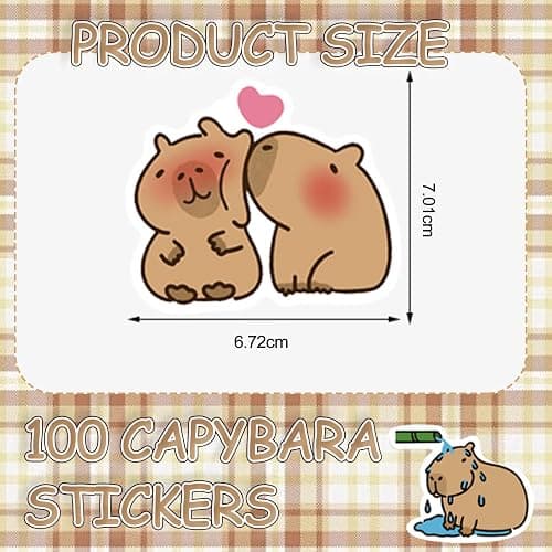 DKDDSSS 100 PCS Capybara Stickers - Graffiti, Waterproof, Kawaii Animal Stickers for Laptop, Journals, Water Bottles, Luggage thumbnail 3