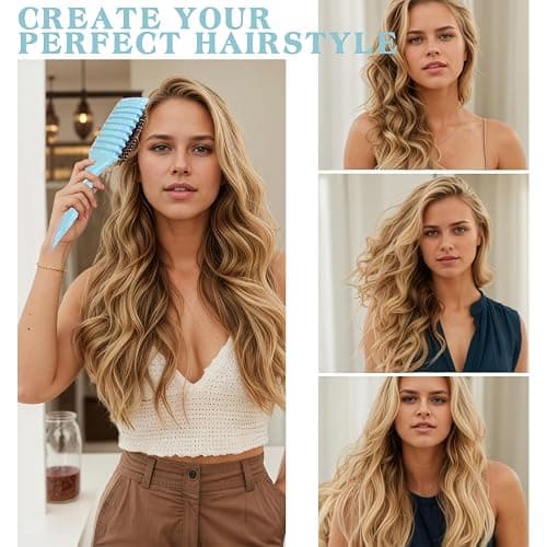 Curly Hair Brush Defining, curl brush, bounce curl，Curl Define Styling Brush for Curly Hair,Shaping and Styling Women's and Men Curls (#green, stripe) thumbnail 5