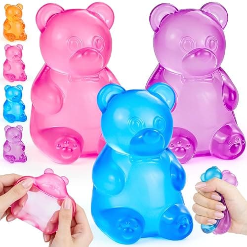 3Pcs Gummy Bear Toys,Stress Bear Squishy Balls,Sugar Filled Squishy Toys,Anxiety Relief & Focus Toy, Anxiety Relief Toys for Office & Party Favors, Christmas Halloween Easter Gifts - Image 1