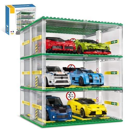 NEWABWN Creative Three-Story Building Block Garage with Display Features, Compatible with Small Lego Cars (130 Pieces), Ideal for 8-Studs Wide Building Blocks Cars (Cars Not Included) - Image 1