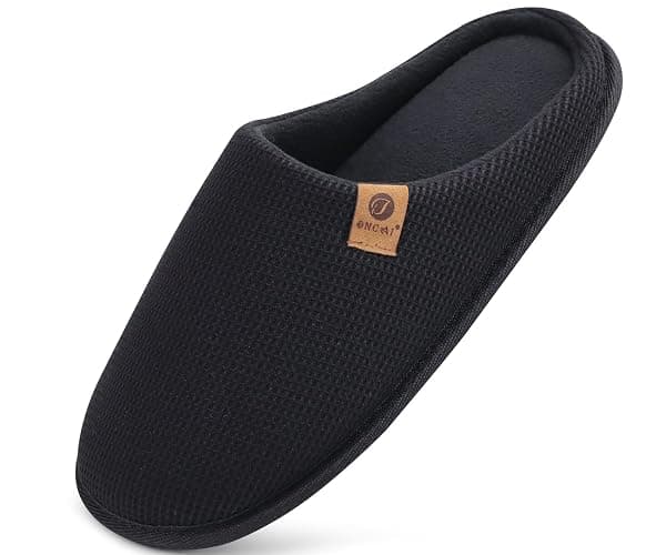 ONCAI Men's House Slippers, Cushion Memory Foam Shake Fleece and Man House Shoes with Faux Fur Lining and Indoor Outdoor Rubber Soles US Size 7-15 - Image 1