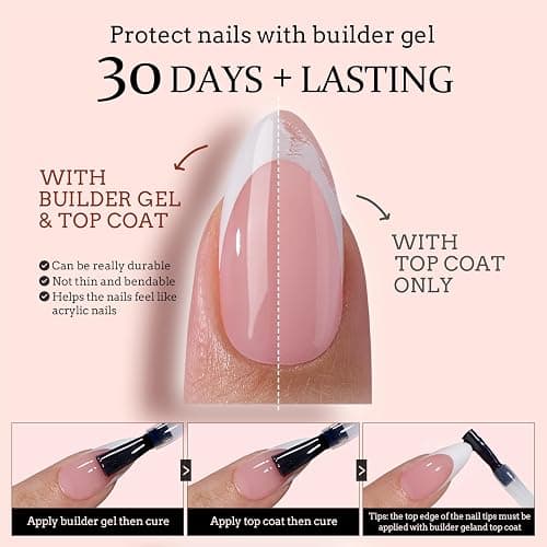 BTArtboxnails XCOATTIPS French Tip Press on Nails - Short Coffin Nail Tips with Nail Gel, French Protecing Duo, Nail Lamp, All in One Soft Gel Fake Nail Gel Extension Kit thumbnail 4