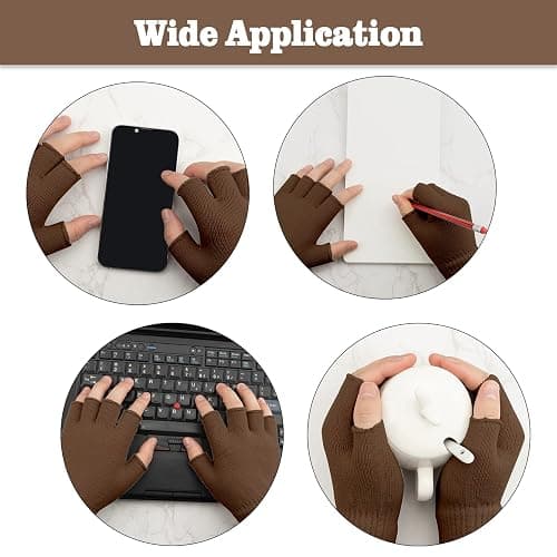 NZKNP Fingerless Gloves for Women & Men - Warm Knitted Mittens for Typing & Half Finger Gloves thumbnail 4