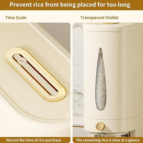 ZuoCheng Large Rice Dispenser, 11Lbs Cereal Dispenser Rice Container Food Storage Container with Measuring Cup, Cereal Containers Storage Kitchen Household Rice Pet Food Holder thumbnail 5