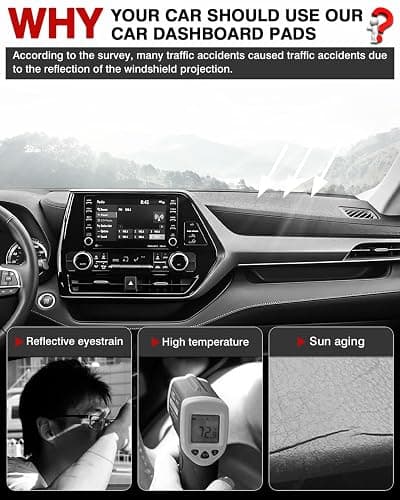 Autorder Dashboard Cover Mat for Toyota Highlander 2020 2021 2022 2023 2024 2025 2026 Accessories Dash Cover Flannel Dash Mat Sunshade Glare UV Rays Protector(Compatible with or Without Display) thumbnail 2