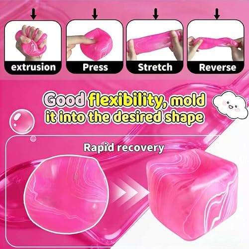 2.2 Inch Slow Rise Fidget Toys,Squishies Ice Cube Shape, Sensory Toy for Kids, Stress Relief Squeeze Balls, Easter Basket Stuffers for Boys Girl(Pink) thumbnail 3