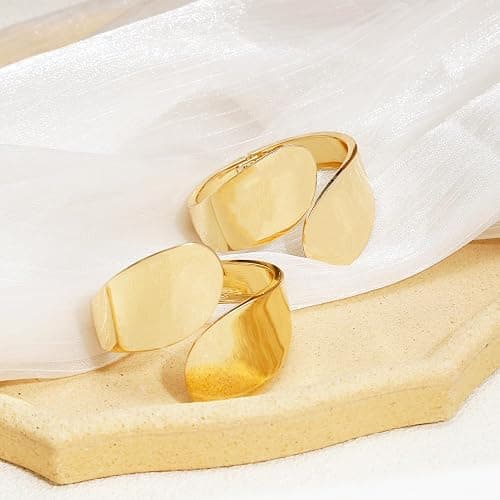 BROCC 2Pcs Gold Chunky Cuff Bracelets for Women Adjustable Bangle Gold Plated Twisted Hinged Bangle Bracelet Fashion Jewelry Trendy Cuff Bracelet for Daily Wear thumbnail 3