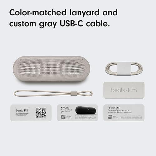 Beats Pill x Kim Kardashian - Wireless Bluetooth Speaker and Portable Charger via USB-C - Up to 24 Hours Battery Life, IP67 Water Resistant, Apple & Android Compatible, Built-in Mic – Light Gray thumbnail 6