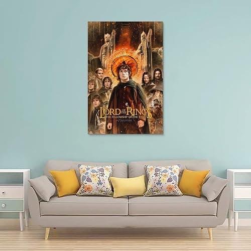 WZLLHA The Lord of The Rings The Fellowship of The RingArt Canvas Vintage Print Posters for Room Modern Bedroom Decor Aesthetic Bar Cart Wall DecorUnframe-style12x18inch(30x45cm) thumbnail 2