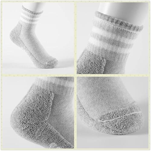 Antrop Quarter Crew Cotton Heel Tab Athletic Running Cushion 6 Pairs Socks, White, 9-12 thumbnail 7