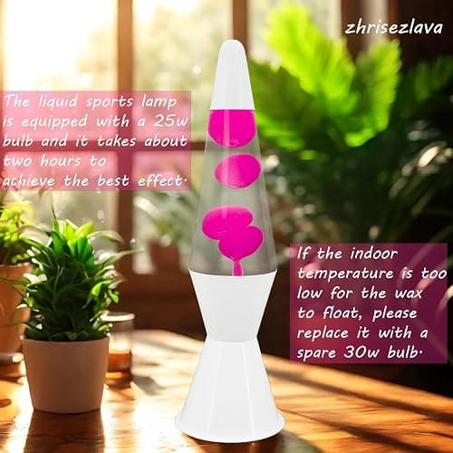 zhrisezlava 16 Inch Liquid Motion Lamp, Transparent Magma Motion Lamps with Pink Wax, Relaxing Night Light Home Decor for Contemplation, Suitable for Living Room Bedroom Office thumbnail 3