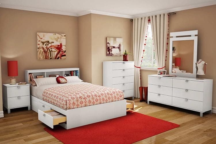 South Shore Furniture Spark Collection, Full Bookcase Headboard, Pure White thumbnail 2