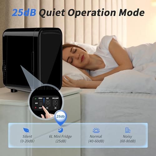 YASHE Mini Fridge, 6 Liter/8 Can 220-240V AC/DC Portable Thermoelectric Cooler Refrigerators for Bedroom, Skincare, Beverage, Office, Dorm Room and Car, Black thumbnail 8