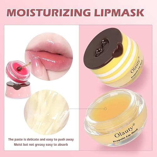 10 PCS Bee Lip Balm Honey Pot, Honey Lip Balm Bulk, Moisturising Sleep Lip Mask Overnight with Sticks, Reduce Lip Lines, Exfoliating Prevention Dry and Crack Lip Scrubs thumbnail 5