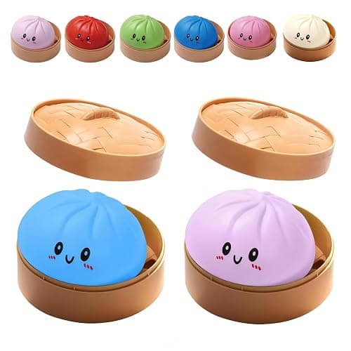 Dumpling Squishy Mystery Dumpling Squishy Stress Balls Fidget Sensory Toy Soft Squeeze Decompression Dough (Purple+Blue) - Image 1