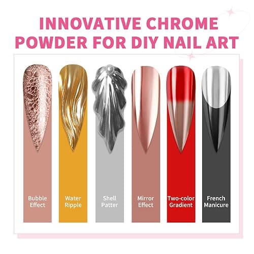 SAVILAND Chrome Nail Powder Set: 48 Colors Metallic Mirror Effect Chrome Nail Powder for Gel Polish Aurora Holographic Silver Gold Nail Chrome Powder for Gel Nails Art Decoration & French Manicure DIY thumbnail 6