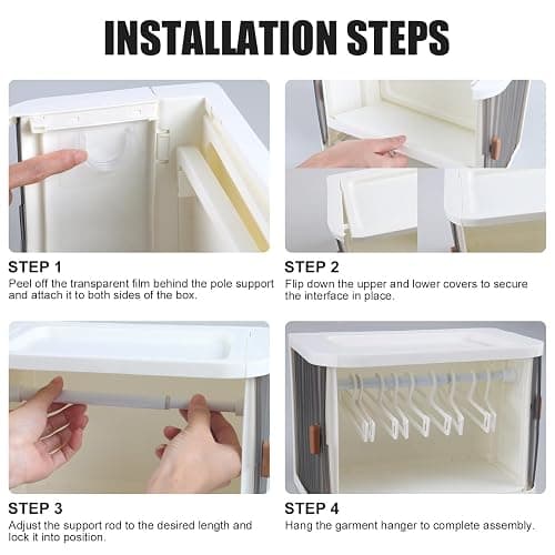 Foldable Doll Wardrobe Closet Storage Box Compatible with Labubu Clothes with 15 Hangers & Rod - Stackable Organizer Cabinet for 15/17cm Doll Clothes with Dust-Resistant Cover and Display Shelf thumbnail 8