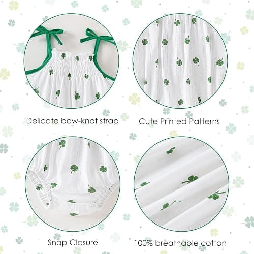 ROMPERINBOX Baby Girl Bodysuit Cotton Spaghetti Strap Sleeveless Onsies Summer Infant Camisole Romper 0-24 Months thumbnail 3
