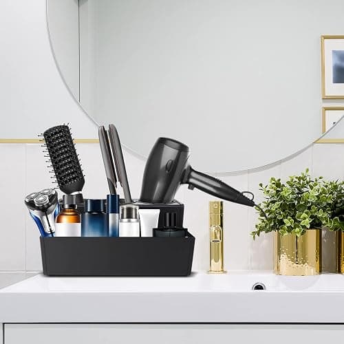 TWIZIUAO Hair Tool Holder Stainless: Wall Mounted Organizer for Bathroom & Salon - Heat Resistant Tool Storage for Homemakers & Stylists - Large Capacity Modern Black Design thumbnail 7