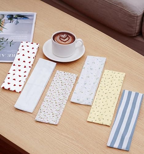 Zupro 6 PCS Fashion Women's Headbands Girls' Holiday Hair Bands Short Hair Hair Accessories- Floral Heart Stripe Print Rustic Style Patterns - Non-Slip Stretchy Soft for Yoga, Fitness, Daily Use. thumbnail 2