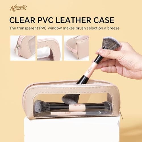 NEONIQ 10 PCS Foundation Contour Conceal Brush Set With Bag, Makeup Brushes, Double-End Multi-functional Brushes for Foundation Powder Blush Eyeliner Eyeshadows, Professional Face Brush Set（Pink） thumbnail 8