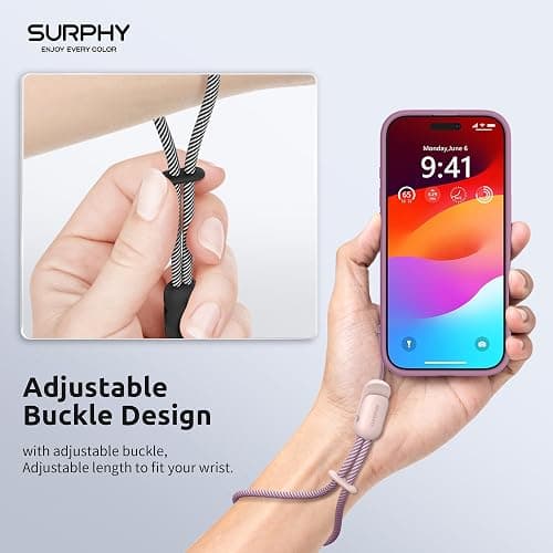 SURPHY 2 Pack Phone Lanyard for Cellphone Case, Phone Wrist Strap for Case, Cellphone Strap with 2-Color Braided, Charm Wrist Lanyard for Women and Men, Cellphone Wrist Lanyard for Women, Pink & Black thumbnail 5