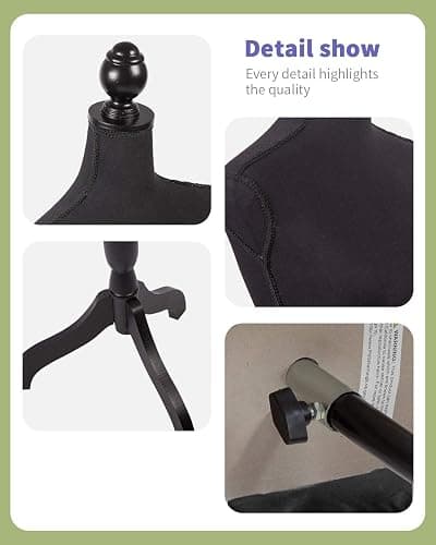 Mannequin Torso Manikin Dress Form Height Adjustable Female Mannequin Dress Model Display Torso Body Tripod Stand Clothing Forms (Black, 59-67 Inches) thumbnail 7
