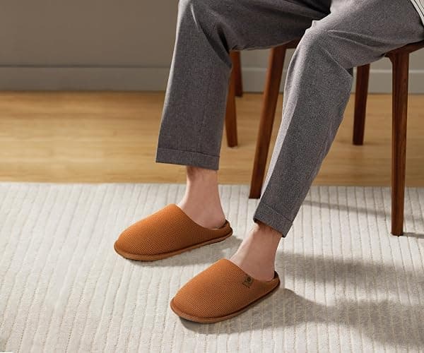 ONCAI Men's House Slippers, Cushion Memory Foam Shake Fleece and Man House Shoes with Faux Fur Lining and Indoor Outdoor Rubber Soles US Size 7-15 thumbnail 2
