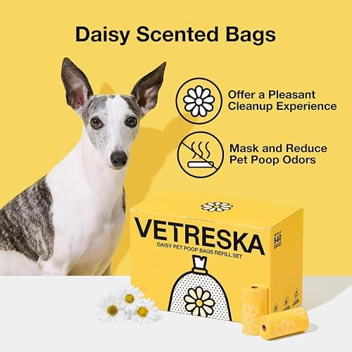 VETRESKA Dog Poop Bag Rolls Daisy Scented Leak-proof Pet Waste Bags Thick and Large Trash Bags for Dog Walking 36 Refill Rolls 540 Bags thumbnail 2