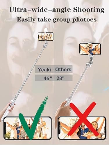 Selfie Stick Tripod with Wireless Remote, 46'' Cellphone Selfie Stick Tripod with LED Fill Light, for iPhone 16/15/14/14 pro/13/13 Pro/12/11/11 Pro/XS Max/XS/XR/X/8/7 and Android Smartphone(Upgrade) - White-46in thumbnail 5