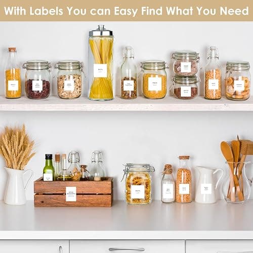 434 Pcs Kitchen Pantry Labels for Food Containers with DIY Blank Labels | 3 Sizes Preprinted White Minimalist Waterproof Pantry Labels, Kitchen Organization Labels for Jar, Bottles,Boxes Storage Bins thumbnail 2