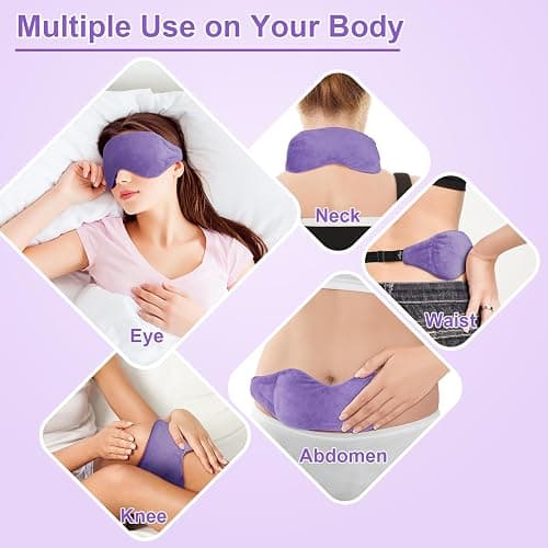 BeHoomi Sleep Mask, Weighted Eye Mask for Sleeping Microwave Warm Eye Compress, Natural Lavender & Flaxseeds Moist Heated Eye Mask (Purple) thumbnail 6